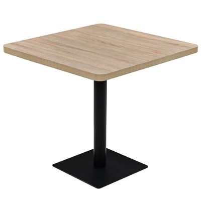 Vidaxl Mesa Bar Bistró Mdf Y Acero Cuadrada Color Roble 80X80x75 Cm
