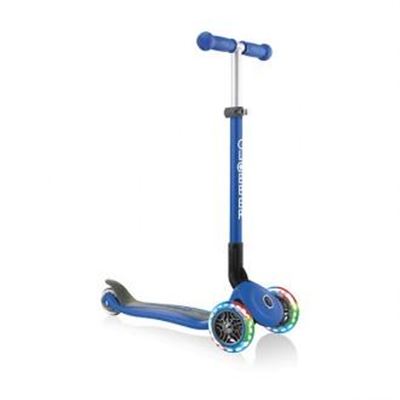 Patinete Globber Primo Color Azul Pegable Con Luces En Las Ruedas
