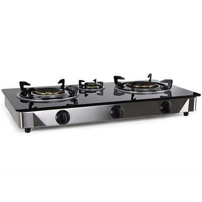 Hornillo A Gas Orbegozo Fo 3520, Cuerpo Inox, Superficie Cristal Templado, 3 Quemadores 4.3 Kw, 3.4 Kw Y 0.75 Kw