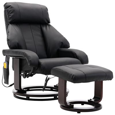 Sillón de masaje reclinable para TV cuero sintético negro