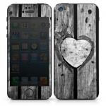iPhone 5 / 5s etiquetas engomadas de la piel de madera corazón