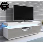 Mueble TV modelo Persis 130cm blanco y gris – Todo el mueble PVC alto brillo