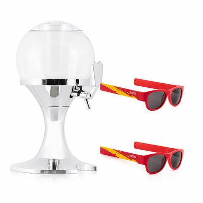 Pack Dispensador De Cerveza Refrigerante Innovagoods 3,5 L Y 2 Unidades Gafas De Sol Enrollables Sunfold Spain Red