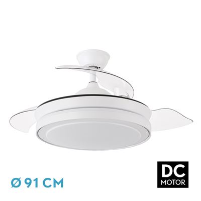 Ventilador De Techo Fabrilamp Con Aspas Plegables De 6 Velocidades Con Iluminación Led 72w 3cct 6120lm Ip20 Blanco