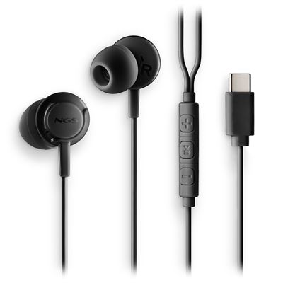 Auriculares De Botón Con Micrófono Cross Step Black Ngs Conexión Usb-c.cable 1,2 Negro