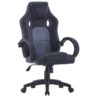 Silla de gaming de cuero sintético gris