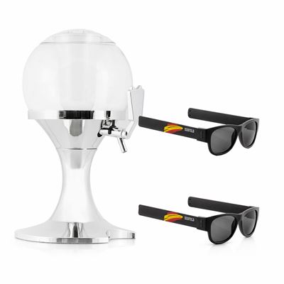 Pack Dispensador De Cerveza Refrigerante Innovagoods 3,5 L Y 2 Unidades Gafas De Sol Enrollables Sunfold Spain Black