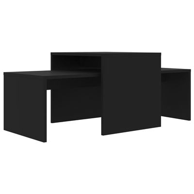 Vidaxl Negro Juego De Mesas De Centro Aglomerado 100X48x40cm