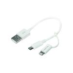 Logilink 0.15m, Usb-a/micro Usb-b+lightning 0.15m USB a Micro-usb B/lightning Color Blanco - Cables USB