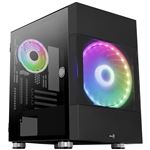 Caja PC Micro-ATX Aerocool ATOMICBK 2x Ventiladores ARGB, Cristal Templado+Rejilla