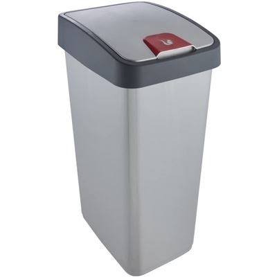 Cubo De Basura Con Tapa Abatible Keeeper Plateado 45l