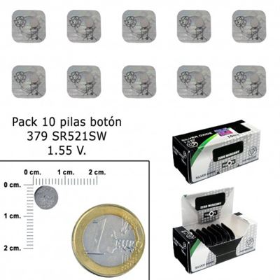 Pila Boton Oxido De Plata 379 / Sr521sw (caja 10 Pilas)