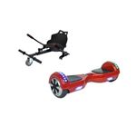 Hoverboard Scooter Electrico 6.5" HQWheel, Rojo+ Bluetooth + Kart Negro