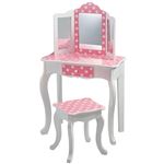 Teamson Kids Tocador de madera para niños con espejo mesa y taburete rosa td11670f pink polka dot vanity table stool dressing