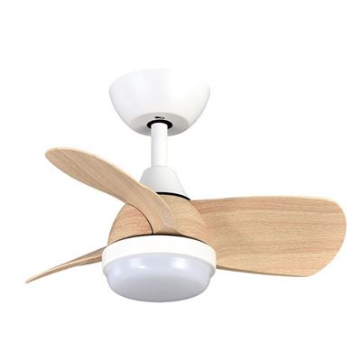 Ventilador De Techo Fabrilamp Led Pirdo Regulable Con Control Remoto 24w 3cct 2400lm Ip20 Ø60cm Blanco Y Haya
