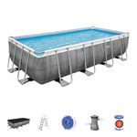 Piscina Desmontable Tubular Bestway Power Steel Ratán 488x244x122 cm con Depuradora Cartucho 3.028 L/H con Cobertor y Escalera