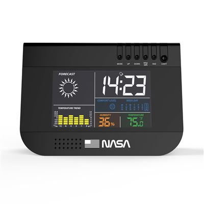 Estación Meteorológica Interior Nasa Ws100, Pantalla Lcd 3"" , Temperatura Y Humedad, Reloj, Negro