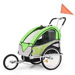 Cochecito y remolque de bicicleta vidaXL, para niños 2-en-1 Verde Gris