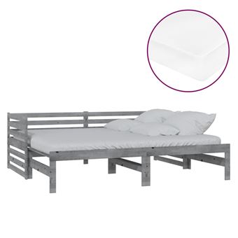 Sofá cama extraíble vidaXL madera maciza de pino gris 2x(90x200)cm 33,1Kg - 1