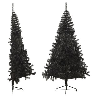 Medio árbol de Navidad artificial con soporte vidaXL PVC negro 240cm