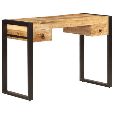 Vidaxl Mesa De Escritorio 2 Cajones 110X50x77 Cm Madera Maciza Mango
