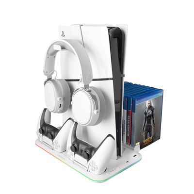 Soporte Rgb Ps5 Y Ps5 Slim Estándar Y Digital Mars Gaming Mps5-b2, Blanco