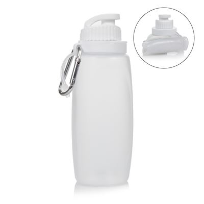 Mini Botella Plegable Enrollable De 320ml, De Silicona De Grado Alimenticio. Con Mosquetón. Dam Transparente