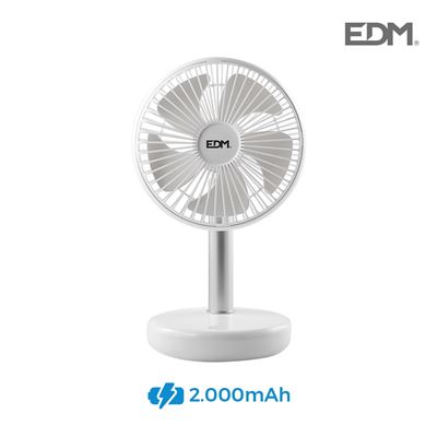 Ventilador De Sobremesa Recargable Blanco Potencia 5w Aspas Ø14.5cm 17x13x26cm Edm