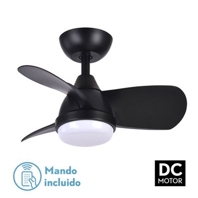 Ventilador De Techo Fabrilamp Led Pirdo Regulable Con Control Remoto 24w 3cct 2400lm Ip20 Ø60cm Negro