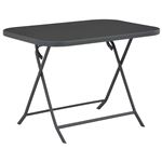 Mesa de jardín vidaXL plegable vidrio y acero 100x75x72 cm negro