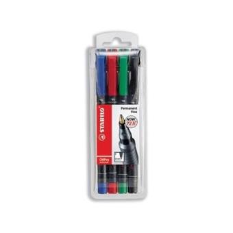 STABILO Lot De 3 Feutres OHPen Universal - Permanent Rouge - Pour Films Transparents Et Rétroprojection