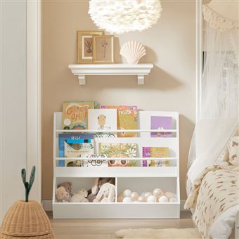 Estantería Infantil para Libros SoBuy KMB56-W 90 x 31 x 74 cm, Pequeño  mobiliario, Los mejores precios