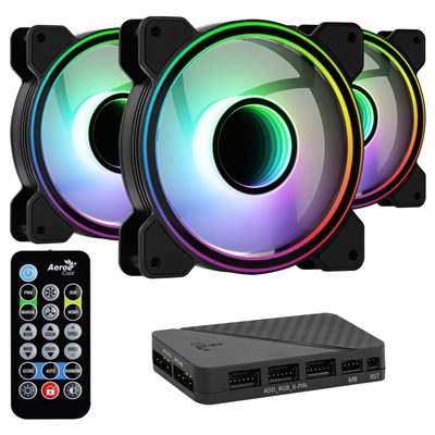 Pack 3 Ventiladores 120mm Aerocool MIRAGE12PRO Hub RGB H66F