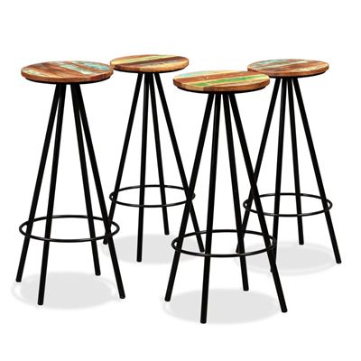 Taburetes Vidaxl De Cocina 4 Unidades Madera Maciza Reciclada