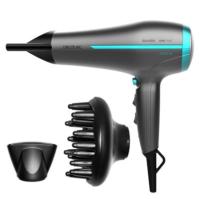 Secador de Pelo Cecotec Iónico Bamba IoniCare 5200 Aura, 2300 W, Negro