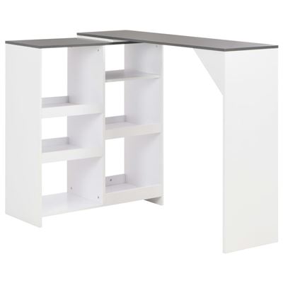 Mesa de bar vidaXL con estantería móvil Blanco 138x40x120