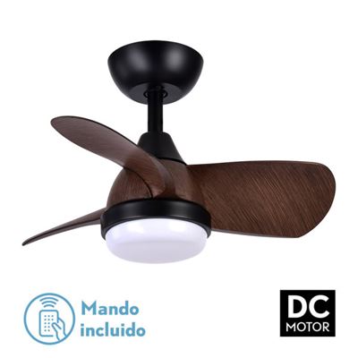 Ventilador De Techo Fabrilamp Led Pirdo Regulable Con Control Remoto 24w 3cct 2400lm Ip20 Ø60cm Negro Y Marrón