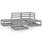 Muebles de jardín 5 piezas vidaXL gris madera maciza de pino 32,58 kg