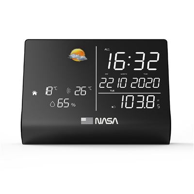 Estación Meteorológica Nasa Wsp1300, Altavoz Bluetooth, Negro, Viene Con Adaptador De Ca