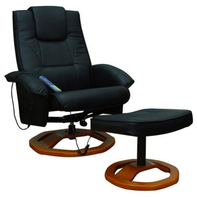 Sillón de masaje eléctrico con reposapiés, color negro