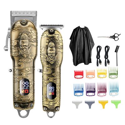 Kit 2 En 1 Con Recortador + Perfilador Dam De Pelo Y Barba Lm-2025. Batería Recargable Oro