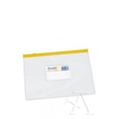 Bolsa Zipper A5 Apaisado Pvc Transparente Cierre Amarillo