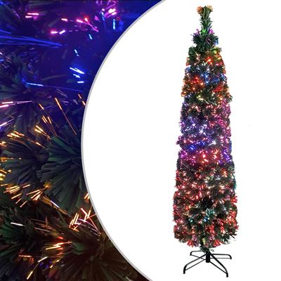 Árbol Navidad estrecho artificial soporte vidaXL fibra óptica 150 cm