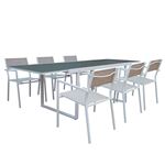 Conjunto de Mesa Rectangular Extensible y 6 Sillas con Brazos Sicilia GH91