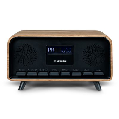 Altavoz Vintage Negro-madera Bluetooth Con Despertador 30w Thomson Rt850bt