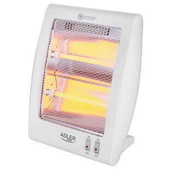 Estufa Eléctrica de Cuarzo Portátil, Radiador Halógeno, 2 Niveles Temperatura, Sistema Seguridad Adler AD 7709 800W Blanco - 1