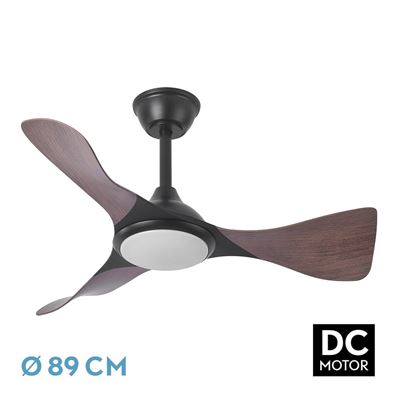 Ventilador De Techo Fabrilamp Dc Caimán Regulable Con Mando A Distancia 36w 3cct 3600lm Negro Y Roble