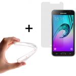 WoowCase | Funda Gel Flexible para [ Samsung Galaxy J3 2015 ] [ +1 Protector Cristal Vidrio Templado ] Ultra Resistente contra Arañazos y Golpes Dureza 9H, Carcasa Case Silicona TPU Suave