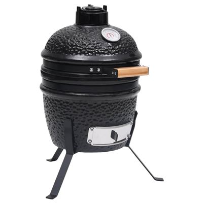 Barbacoa 2 En 1 Ahumadora Kamado De Cerámica Vidaxl Negro 56 Cm