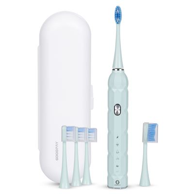 Cepillo dental eléctrico sónico ET04, con 5 modos de cepillado. Incluye 5 cabezales. DAM Verde Claro